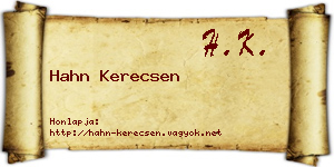 Hahn Kerecsen névjegykártya